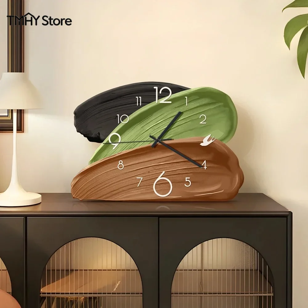 Vintage Desktop Clocks Ornament, Light Luxury Designer Creative Wall Clocks for Living Room,Silent Desktop Clock Decor for Home