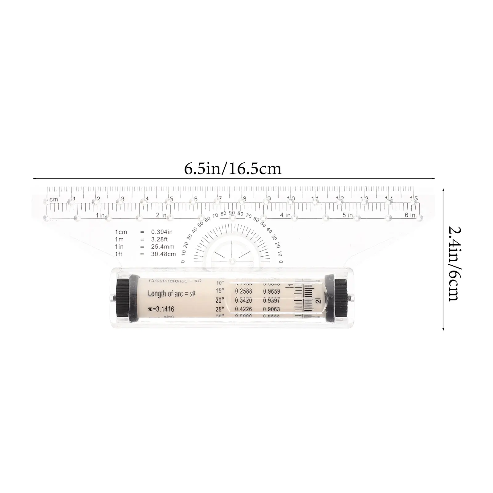 Plastic Drawing Roller Ruler Clear Scale High Accuracy Safe Material Vertical Lines Circles Charts Angles 3D Drawings Graphs
