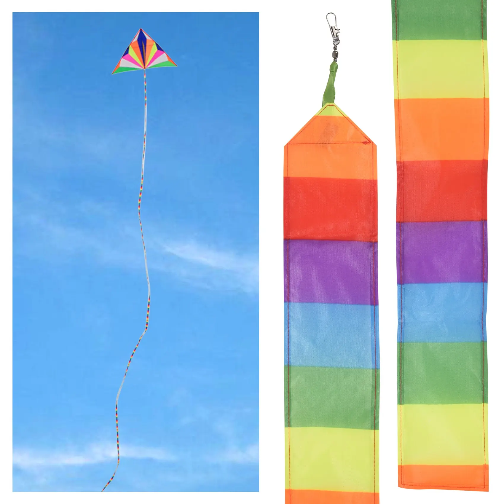 Super Nylon Stunt Kite Tail Rainbow Line Kite Accessory Kids Toy