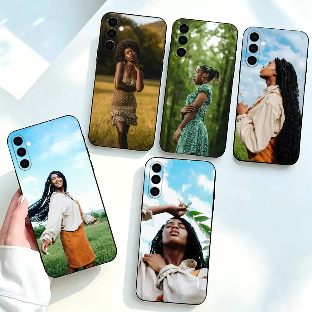 Black-k Girl-l Afro-o  Phone Case For Samsung Galaxy A73,A72,A71,A70,A53,A52,A51,Others Soft Black Cover