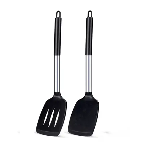 Juego de espátula de silicona de 2 uds., espátula antiadherente resistente al calor para carne, utensilios de cocina, utensilios de cocina, juego de herramientas de cocina, Kit de espátula