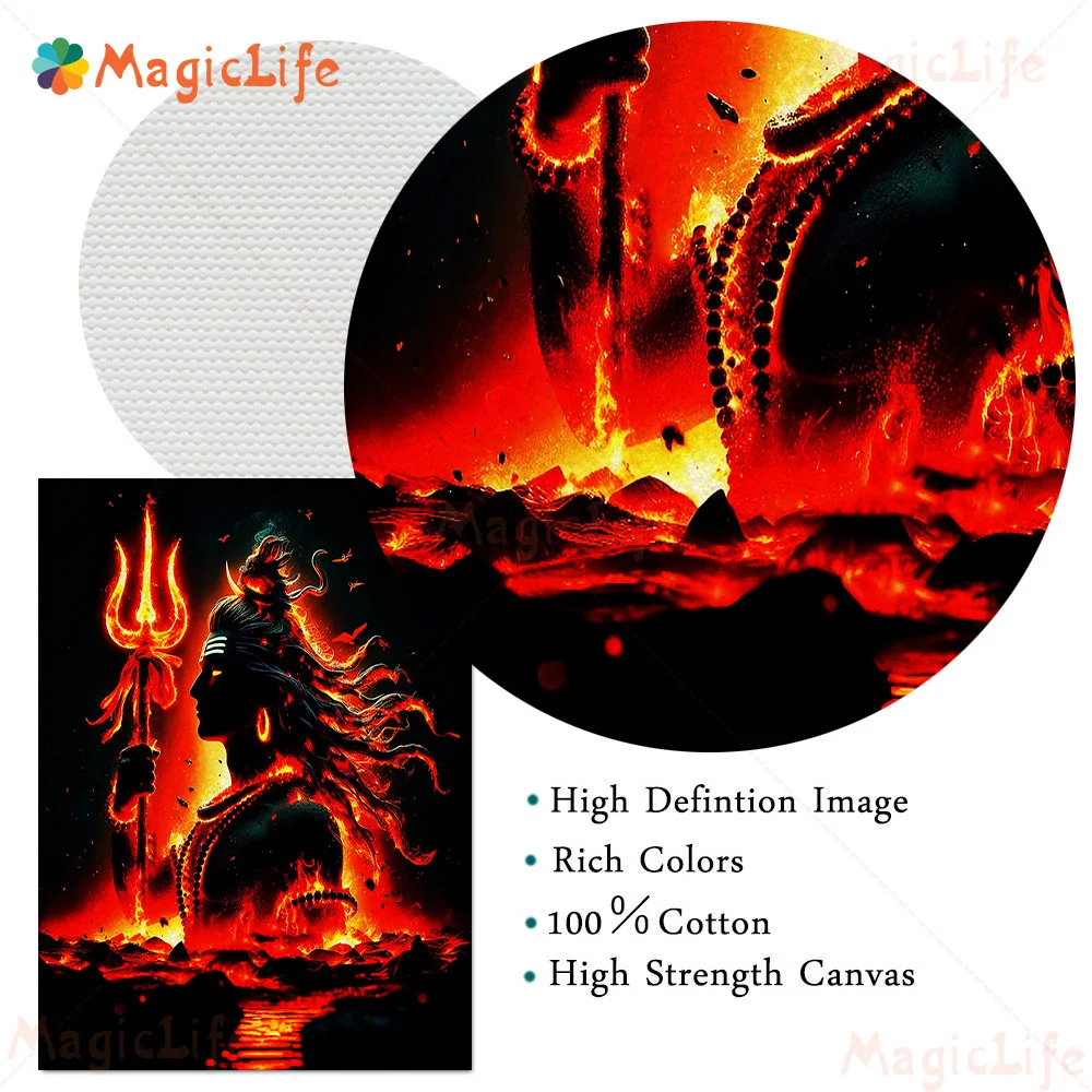 Hinduism Shiva in Fire Religion Poster Wall Pictures For Living Room Nordic Poster Wall Art Canvas Painting Unframed