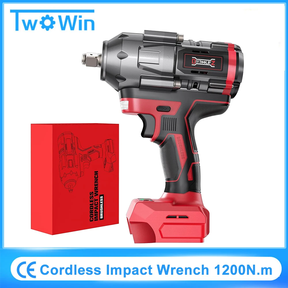 

Cordless Impact Wrench 1/2 inch 1200N.m High Torque Brushless LED Electric Impact Wrench Gun 4-Mode Speed Milwaukee M18 Battery