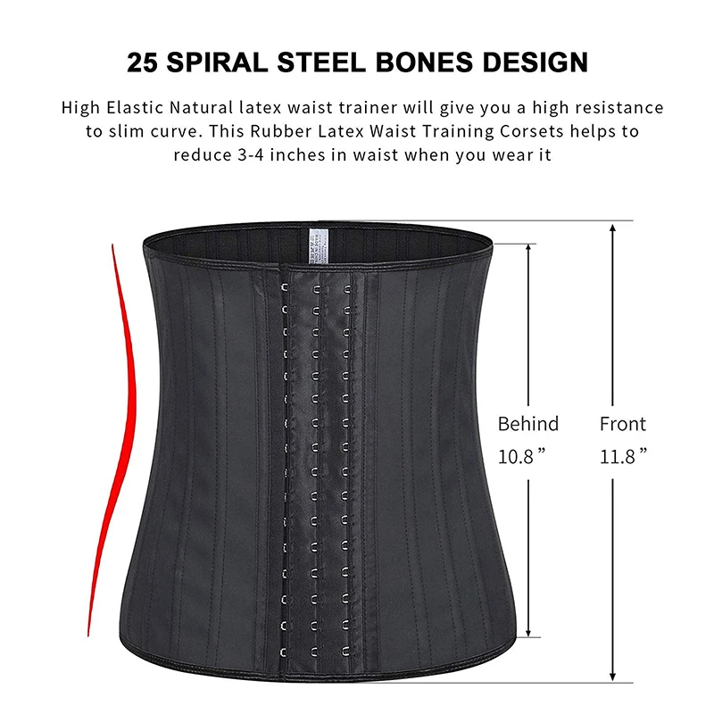 25 bones Corset Waist Trainer Latex Body Shapewear Women Tummy Shaper Belly Sheath Sllimming Belt Modeling Strap Weight Loss