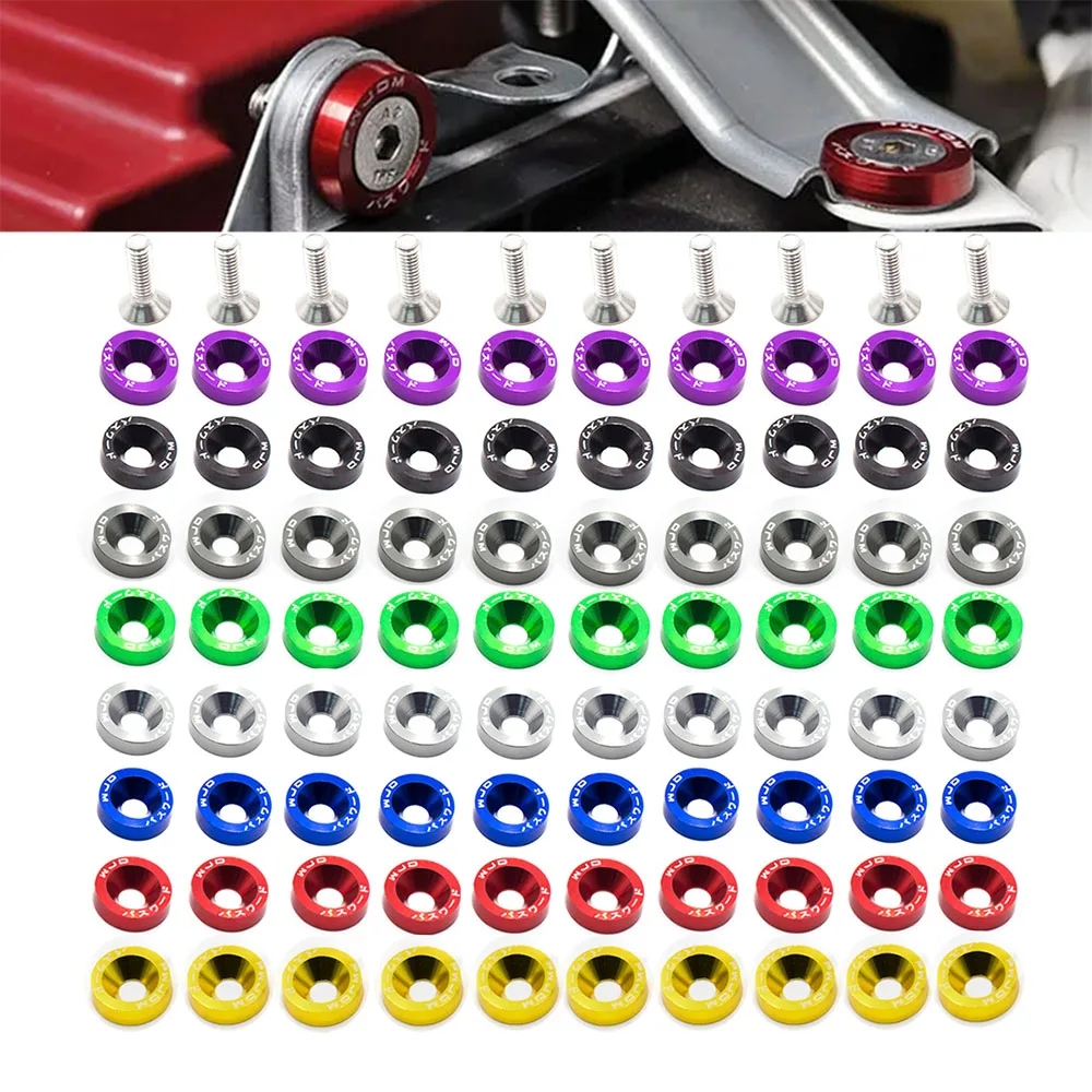 Universal 10PCS M6 Car Styling Modification JDM Sticker Stickers Password Fender Washer License Plate Bolts Auto Accessories