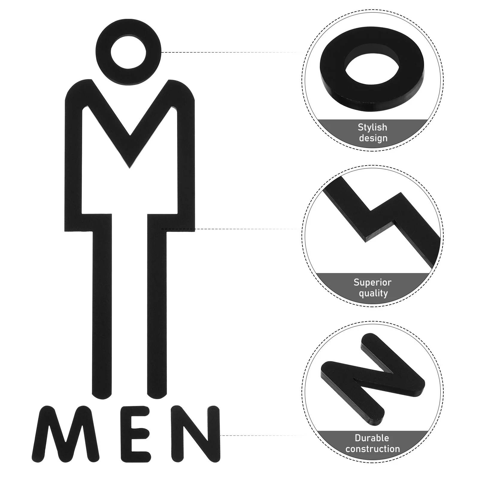 

2Pcs Restroom Signs Identification Tags for Companies Restaurants Schools Durable Acrylic Easy to Spot Self-Adhesive