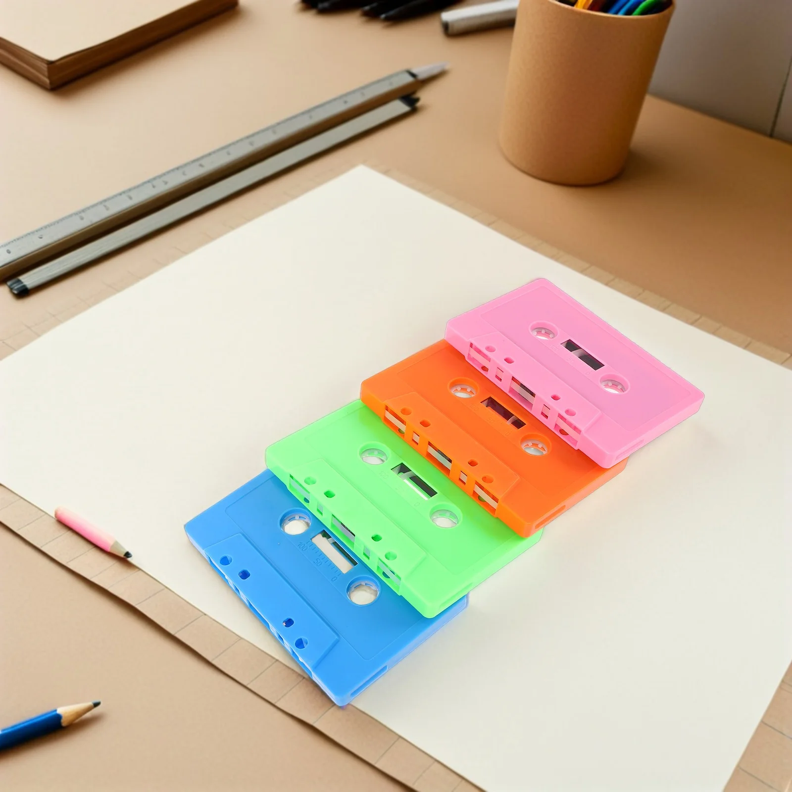 4 Pcs Wall Cassette Ornament Shape Blank Ornaments Recording Tape for Party Empty Tapes