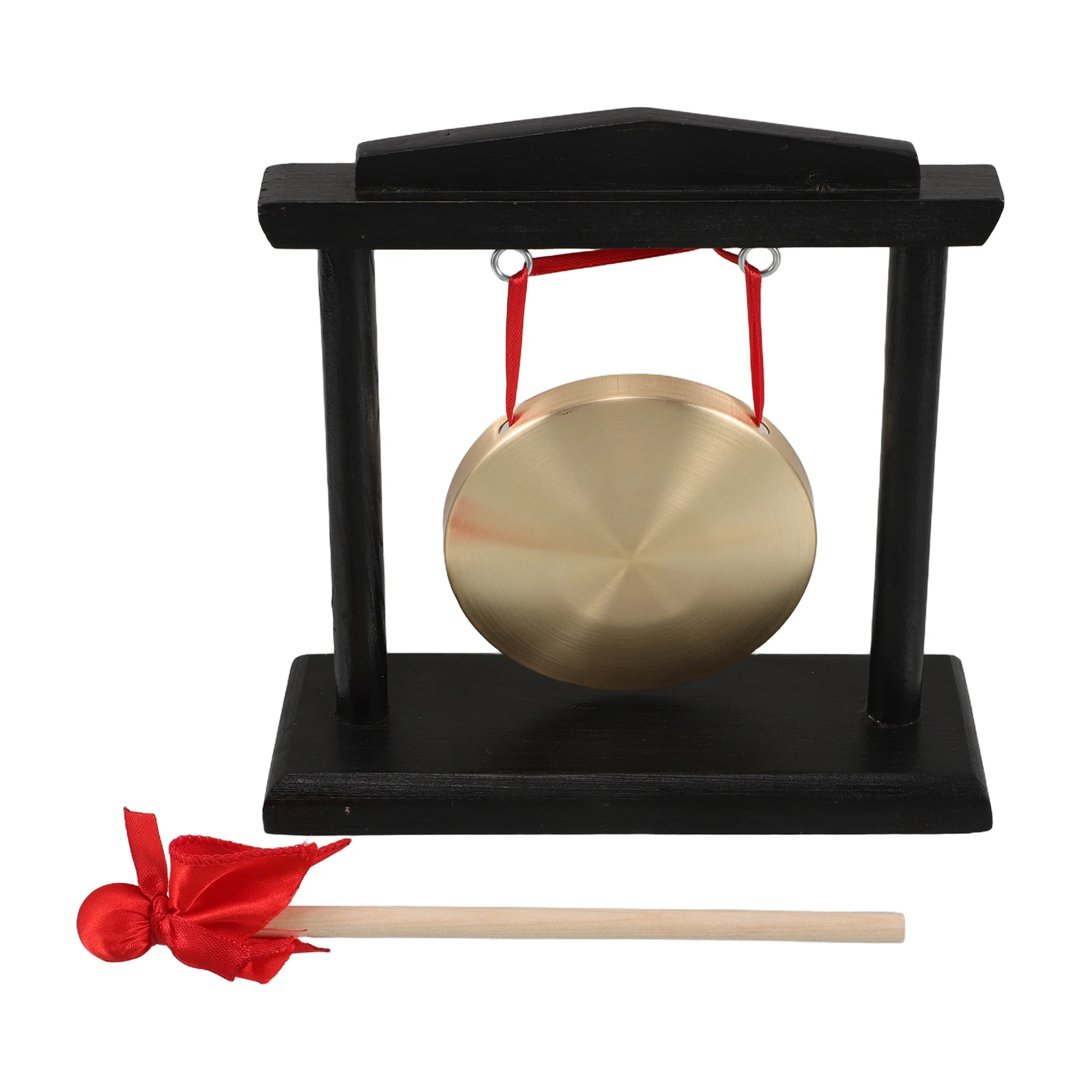 

Gong Wooden Stand Decorative Desktop Hanging Support Black Frame Chime Table Asian Metal Chinese