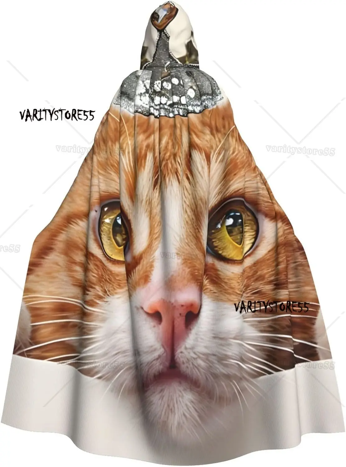 

Плащ Tabby Cat для взрослых на Хэллоуин с капюшоном, удобная праздничная накидка для костюмов, косплей, вечеринки на Хэллоуин, плащ с капюшоном