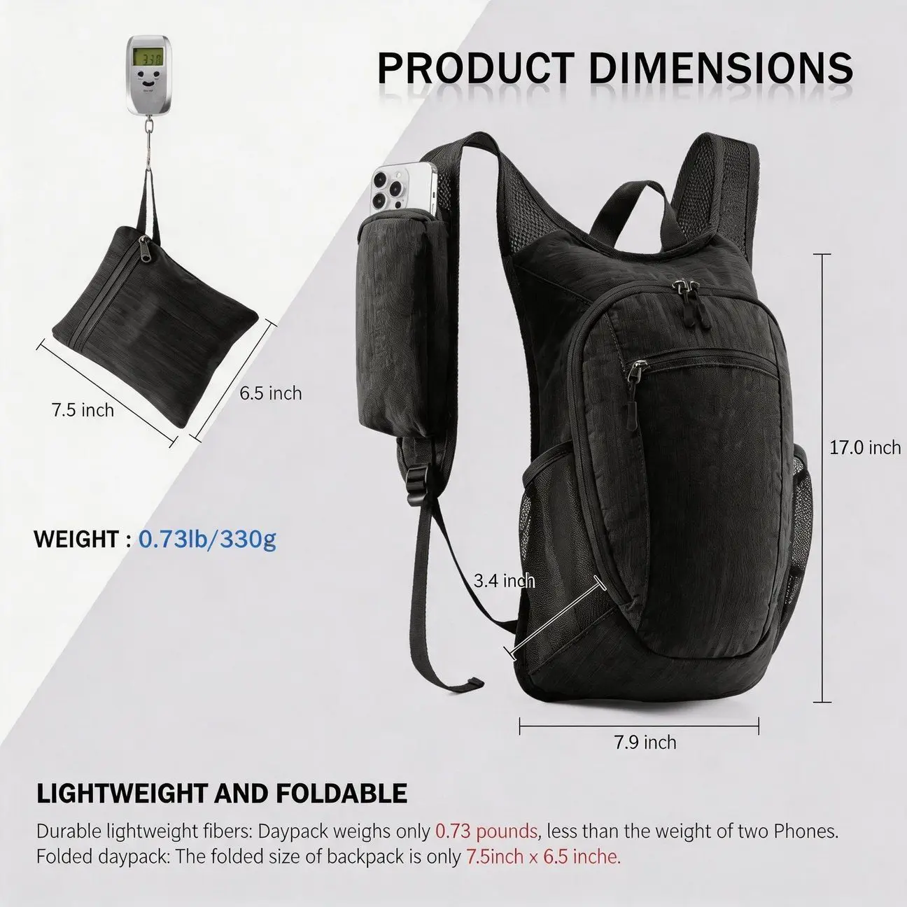 New Small Capacity One Day Lightweight Hiking Travel Backpack Foldable Storage With Storage Bag Classic Style