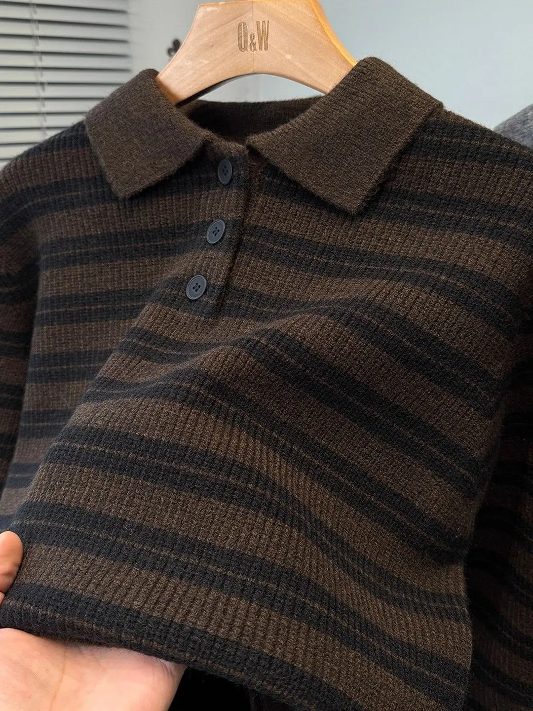 

Retro Striped Collared Thiened Knitwear Casual Versatile Men's Sweater Autumn Winter Loose Fit Comfortable Warm Faionable