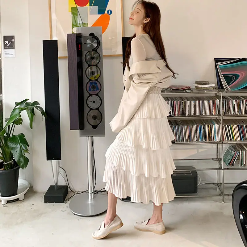 White Cake Skirt Skirt Spring/Summer 2025 Korean Version of Multi-layer Ruffled Women's Fluffy Long Skirt