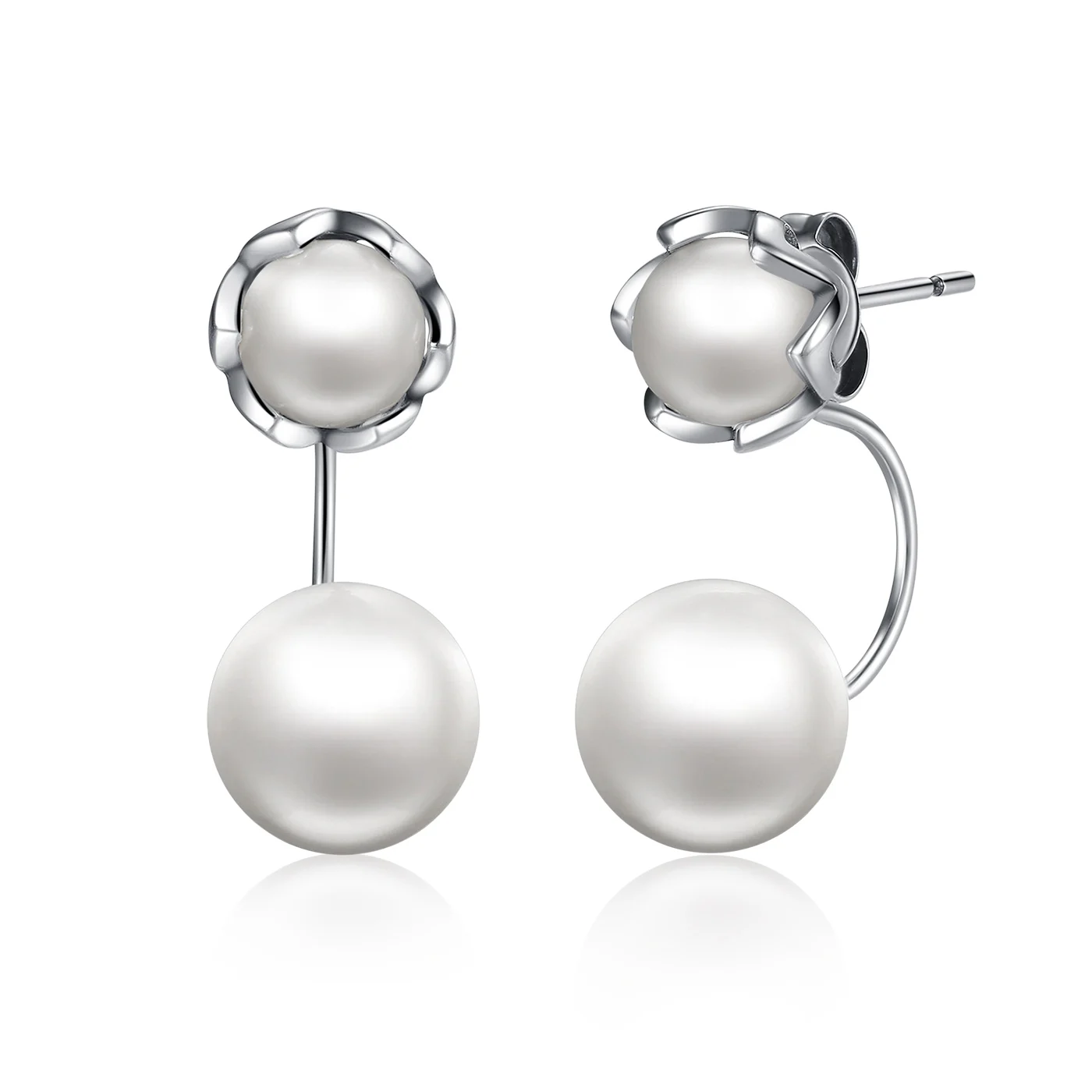 Jiangyuan wholesale price 925 sterling silver elegant shell bead pearl stud earrings zircon jewelry for women