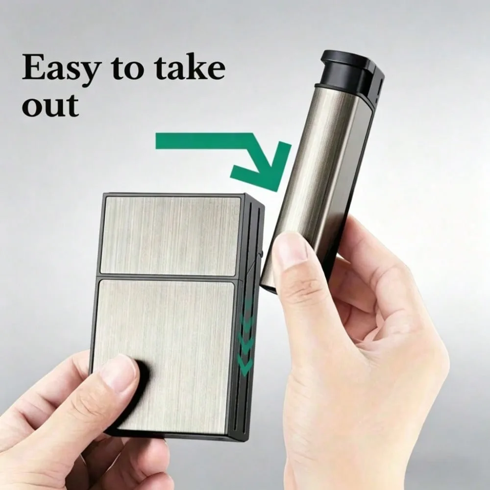 20PCS Capacity Metal Cigarette Box Case for 84mm Size with Lighter Case, Creative Cigarette Holder Anti Pressure Moisture-proof image 6