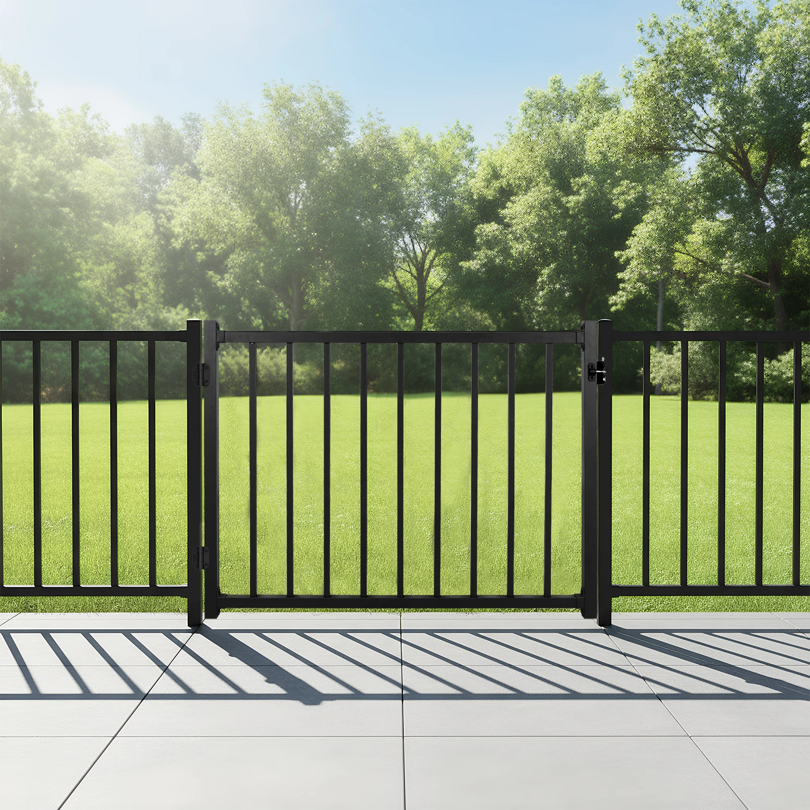 

Cuttable Porch Gate Kit with Latch & Auto-Closing Hinge Courtyard Isolation Gates Rust Proof for Stairs & Doorways