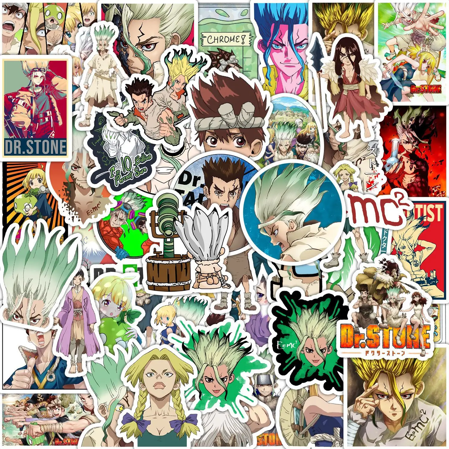 50Pcs Anime Dr. Stone Ishigami Senkuu Series Graffiti Stickers Suitable for Laptop Helmets Desktop Decoration DIY Stickers