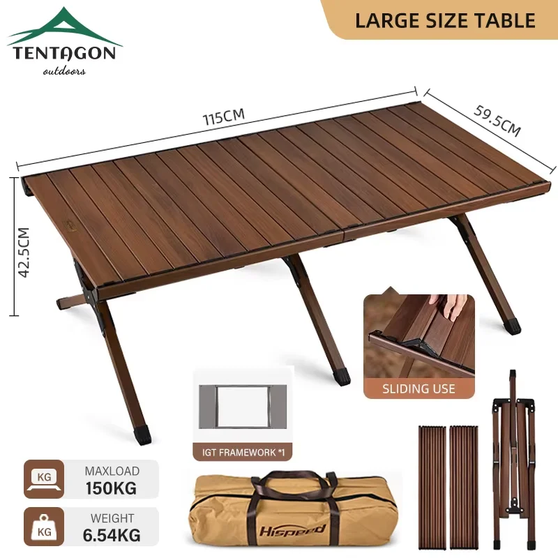 Draagbare lichtgewicht campingklaptafel met afneembaar gasfornuis voor buitenbarbecue, picknickvissen - wandeltafel
