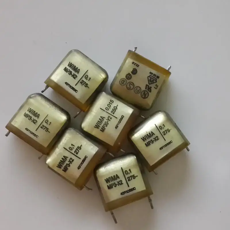 Second-hand original disassembled short-pin MP3 0.1UF275V 104j 100nf copper-pin coupled transparent film capacitor 15*12*8MM