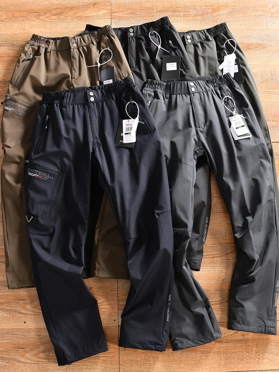 Men's Outdoor Climbing Fleece Lined 3D Tailored Straight Leg Workwear Trousers Windproof Wear Resistant Autumn Winter Casual ...