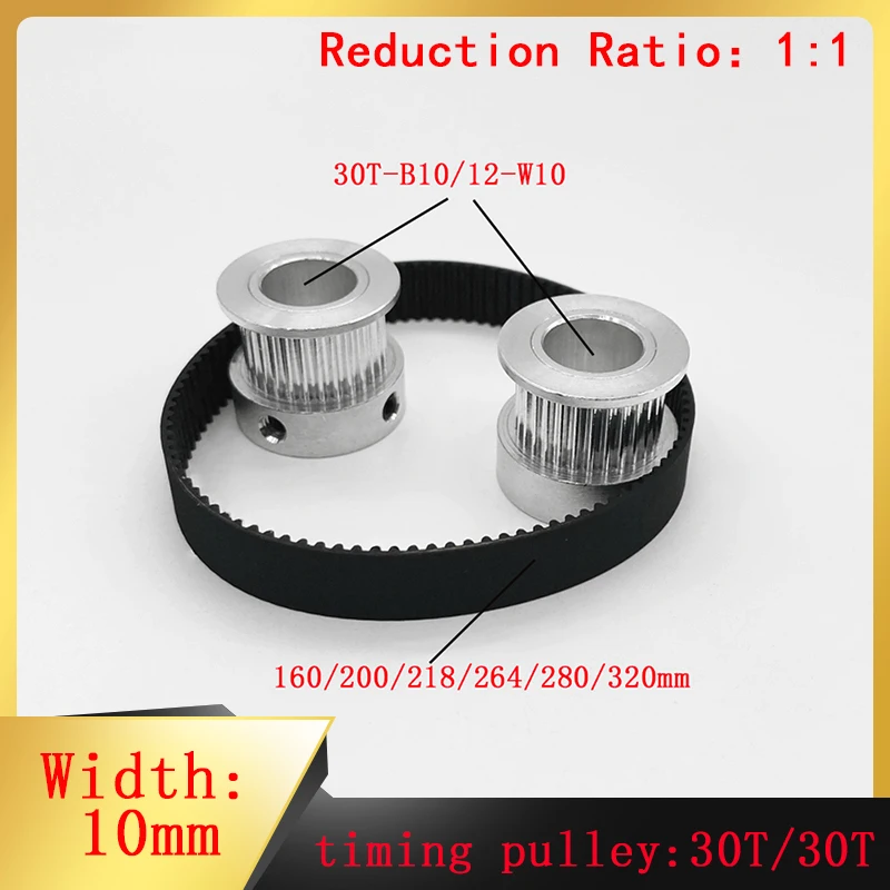 2GT 2M Timing Pulley Gt2 30 Teeth 30 Teeth K-Type 1:1 Speed Ratio Belt Width 10mm Aperture 10/12mm for 3D Printer Accessories