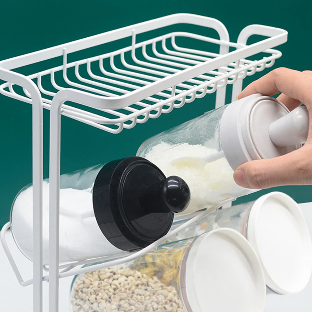 

Железная кухонная полка, 3-слойная полка для бутылок с специй, высокая прочность, износостойкость, большая емкость для хранения, косая конструкция для кухни