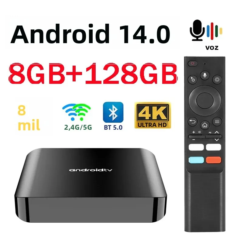 TV98 ATV Plus TV Box Android 14 8GB 128GB HD 4K 8K Allwinner Quad Core WiFi 4G 5G BT5.0 Streaming reproductor multimedia inteligente iptv
