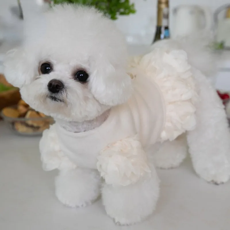 Pet Dog Flower Winter Three-dimensional Rose Cloth Coat Dog Coat Dog Lady Clothing Pet Clothing Teddy Clothing Puppy Clothes