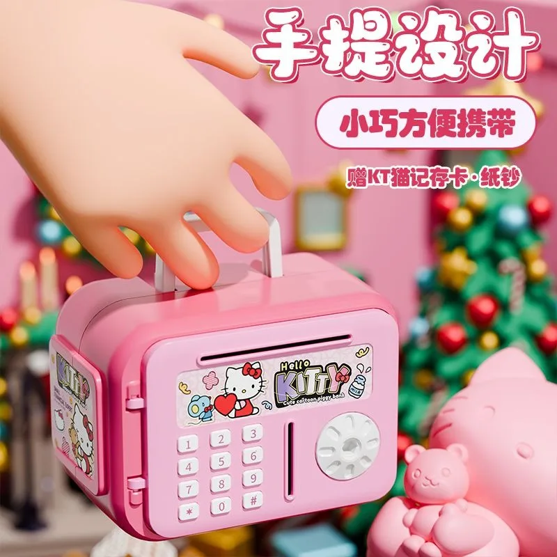 

2025 New Hello Kitty Anime Kawaii Sanrio Children Piggy Bank Cute Kuromi KT Cat Storage Case Box Lovely Gifts for Girls