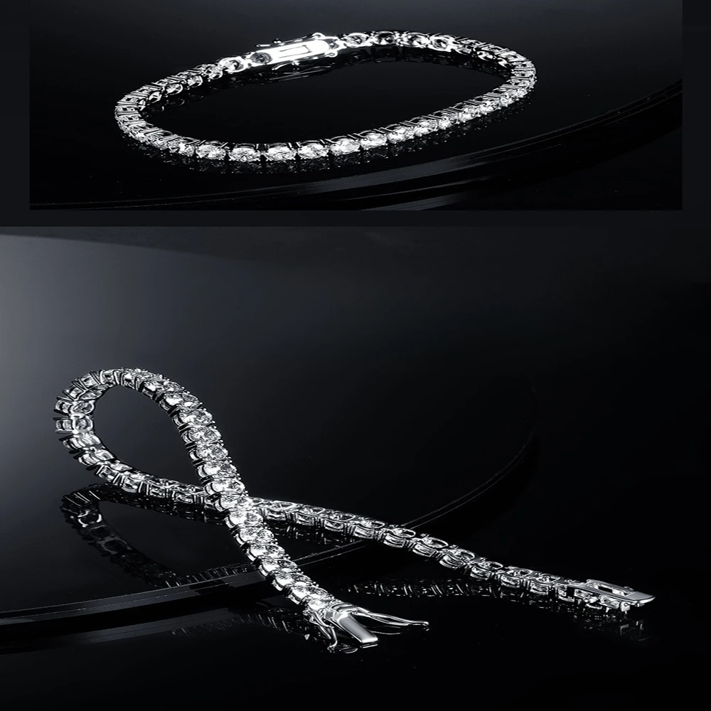 Fabrikpreis 3-6,5MM S925 Sterling Silber D-Farbe VVS1 Moissanit Tennis-Armband mit GRA-Zertifikat für Damen und Herren – Detail 9