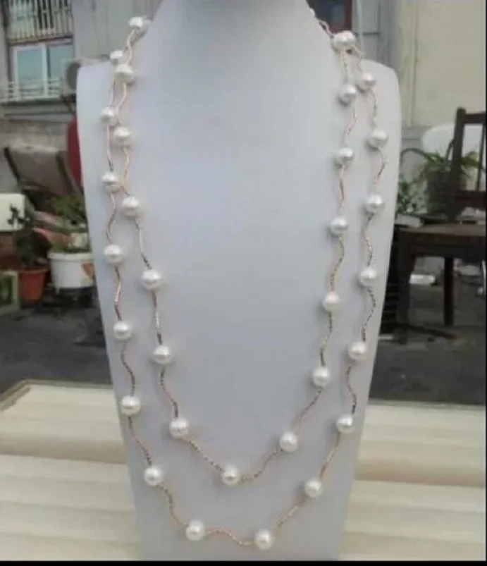 50 inch 8-9mm AAAA perfect Akoya white pearl necklace 14kp Gold Clasp