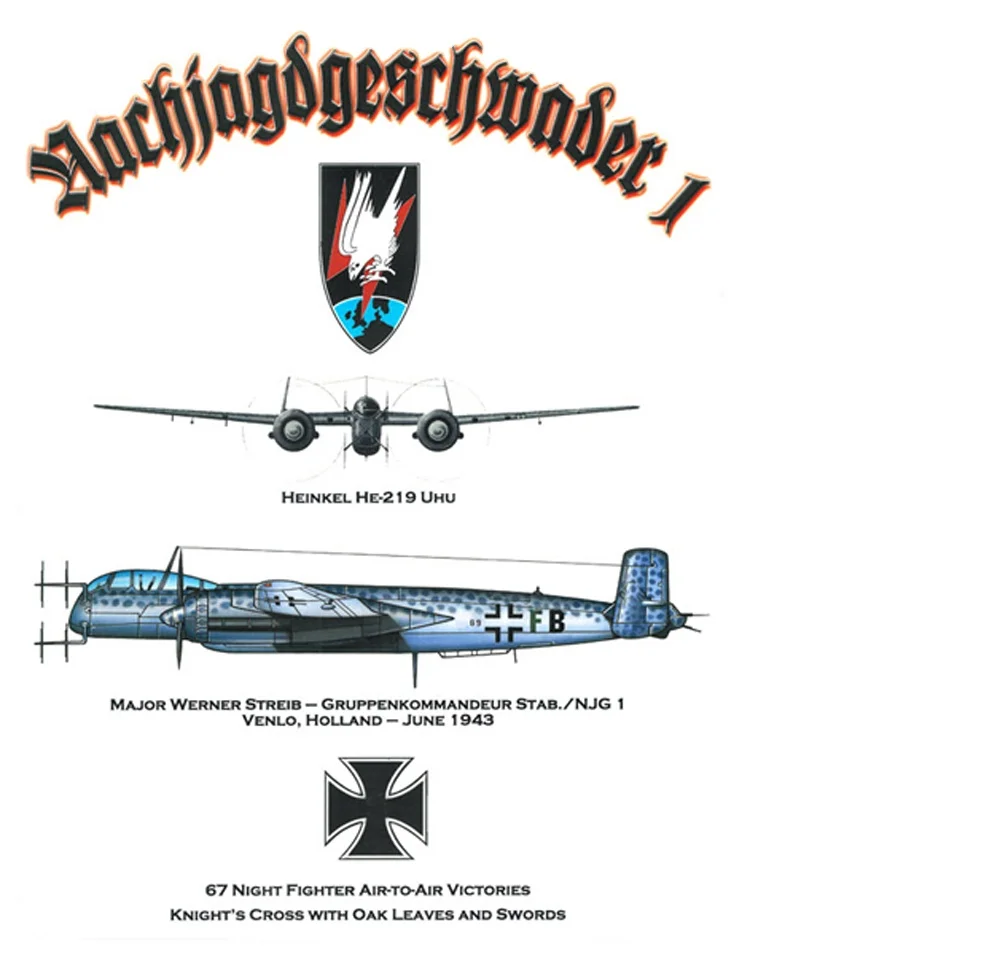 WWII German NJG 1 Ace Pilot Werner Streib He-219 Night Fighter T Shirt. 100% Cotton Casual O-Neck T-shirt Loose Top Size S-3XL