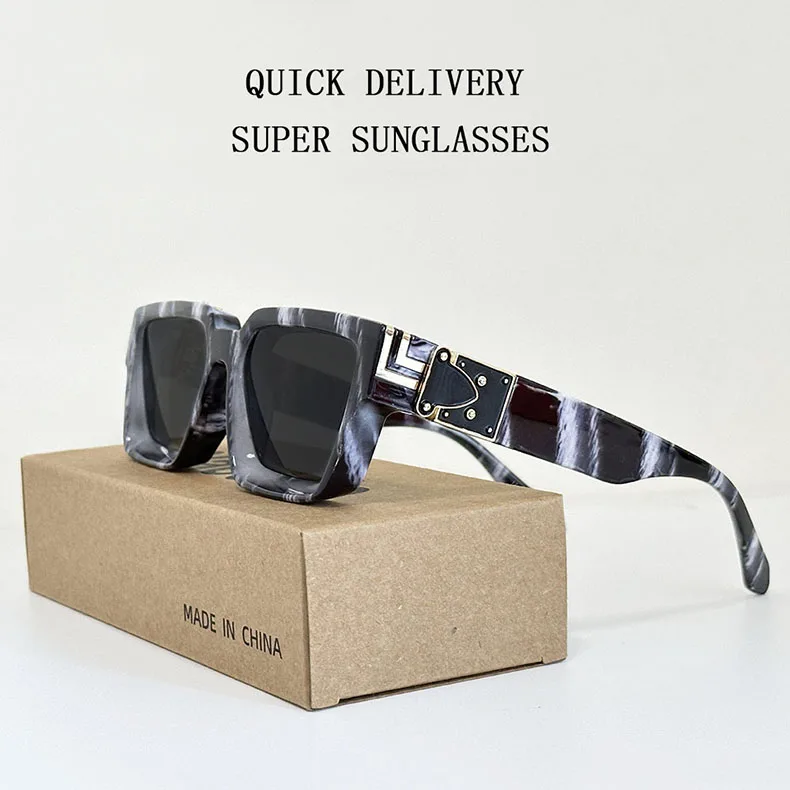Millionär Quadratische Sonnenbrille Für Männer Retro Sonnenschutz Sonnenbrille Frauen Trendy Und Modische Vintage Mode Gläser Zonnebril – Detail 2