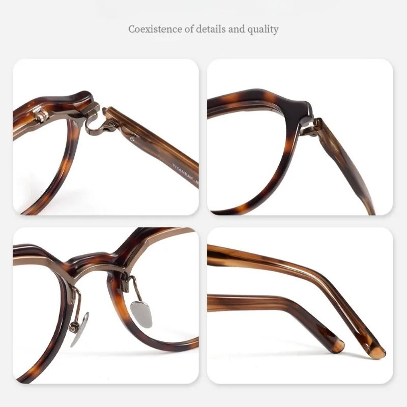 Vintage Handmade Acetate Titanium Sunglasses for Men Personalized Oval Flip-Up Eyeglasses Frame UV Travel Sunscreen Sunglasses