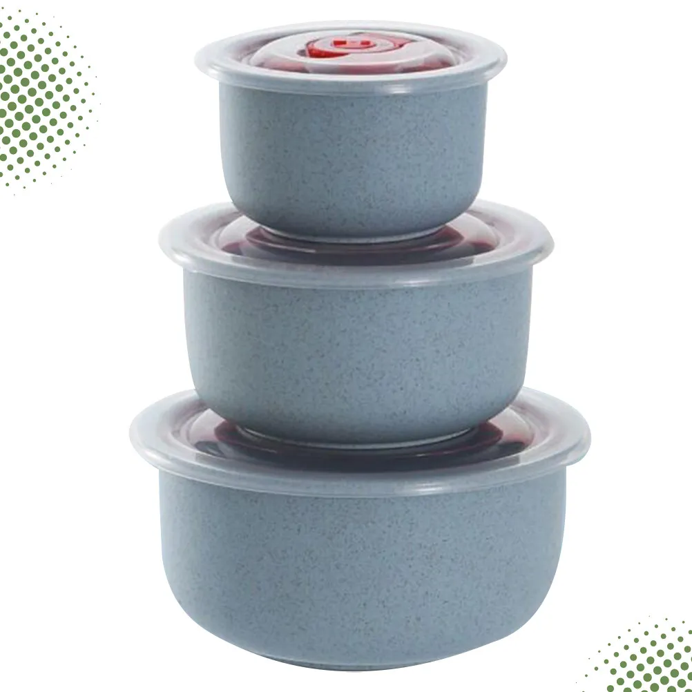 Juego de 3 Recipientes para Almacenamiento de Alimentos, Material PP, Aptos para Microondas, Recipientes de Paja de Trigo, Ligeros y Ecológicos para Picnic y Lonchera