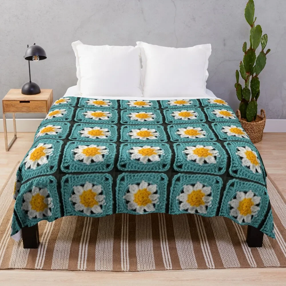 

Blue daisy granny square Throw Blanket Comforter Blankets Sofas Of Decoration Decoratives christmas gifts Blankets