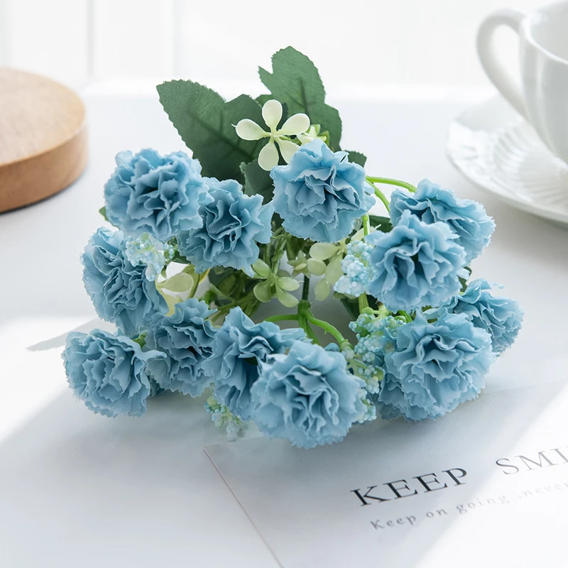 Künstliche Blumen Rose Nelke Festlicher Kranz Zubehör für Außenbereich Garten Zuhause Büro Vase Braut Hochzeitsdekoration DIY Geschenk Requisiten – Detail 16