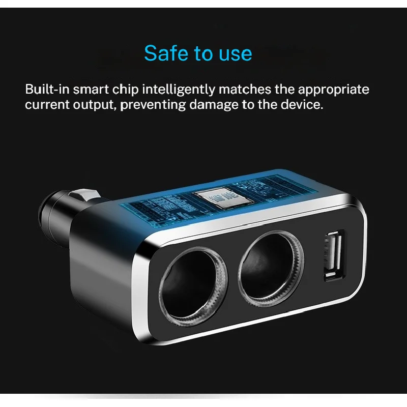 

12V Car Charger Cigarette Lighter LED USB Dual Vehicle Adapter Socket Splitter With 90° Free Rotation