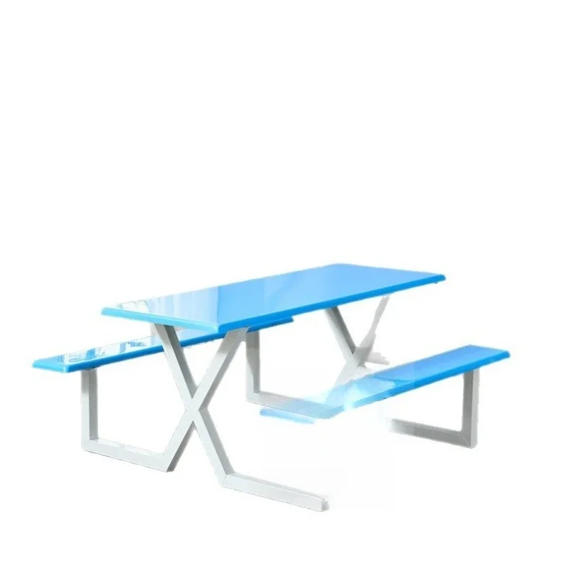 Ombrellone da esterno in plastica, tavolo fast food da esterno, fibra di vetro, combinazione di tavolo e sedia monopezzo