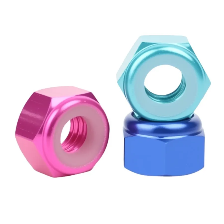 M2 M2.5 M3 M4 M5 M6 M8 Anodized Multi-color Colourful Aluminum Alloy Nylon Lock Nut Hex Anti-loosening Nut For RC