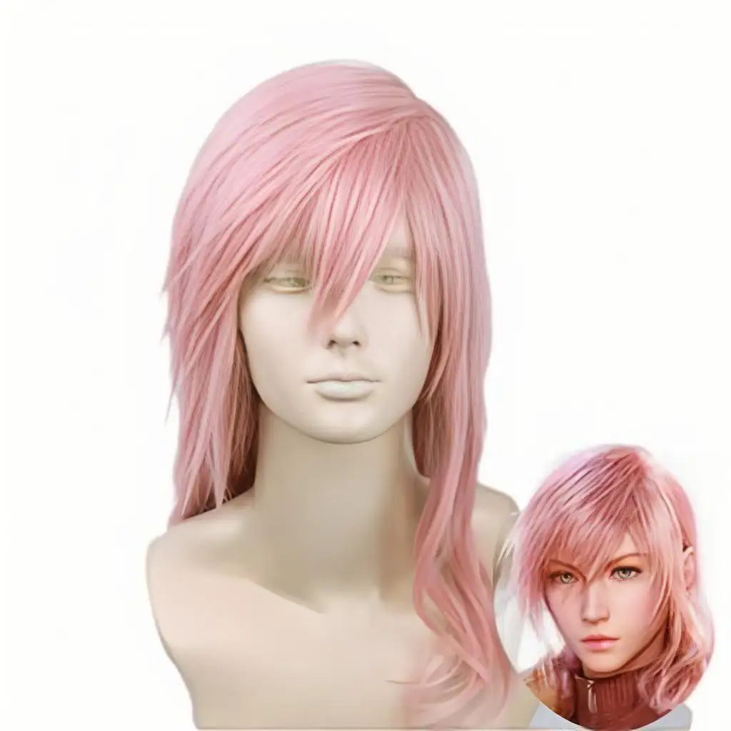 Final Fantasy Lightning raito cosplay Wig heat resistant fiber anime styled Wig