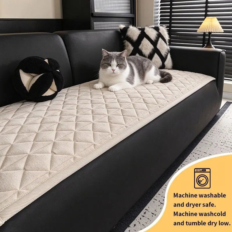 1PC-Quilted Sofa Pad, Pet & Family Friendly, Furniture Protection Against Cat Scratches, Non-slip, Universal Fit, Easy to Clean