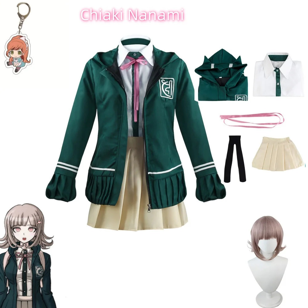 Chiaki Nanami  Cosplay Costume Danganronpa 2 Cos  School Uniform bag backpack jacket shoes outfit Halloween For Women Girl