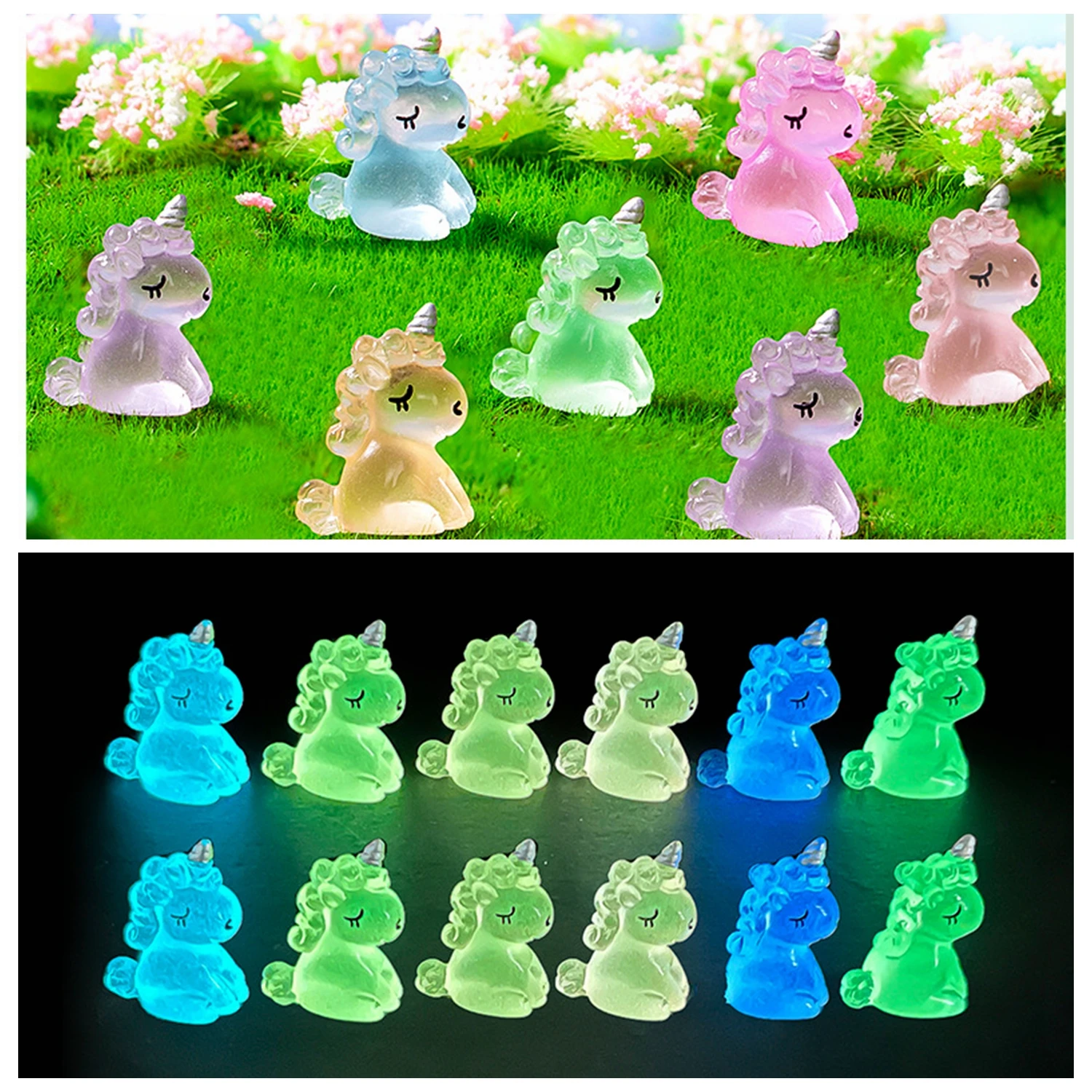 Miniature Mini Luminous Glowing in The Dark Animal Mushroom Figurines Landscape Dollhouse Home Decor Fairy Garden Accessories