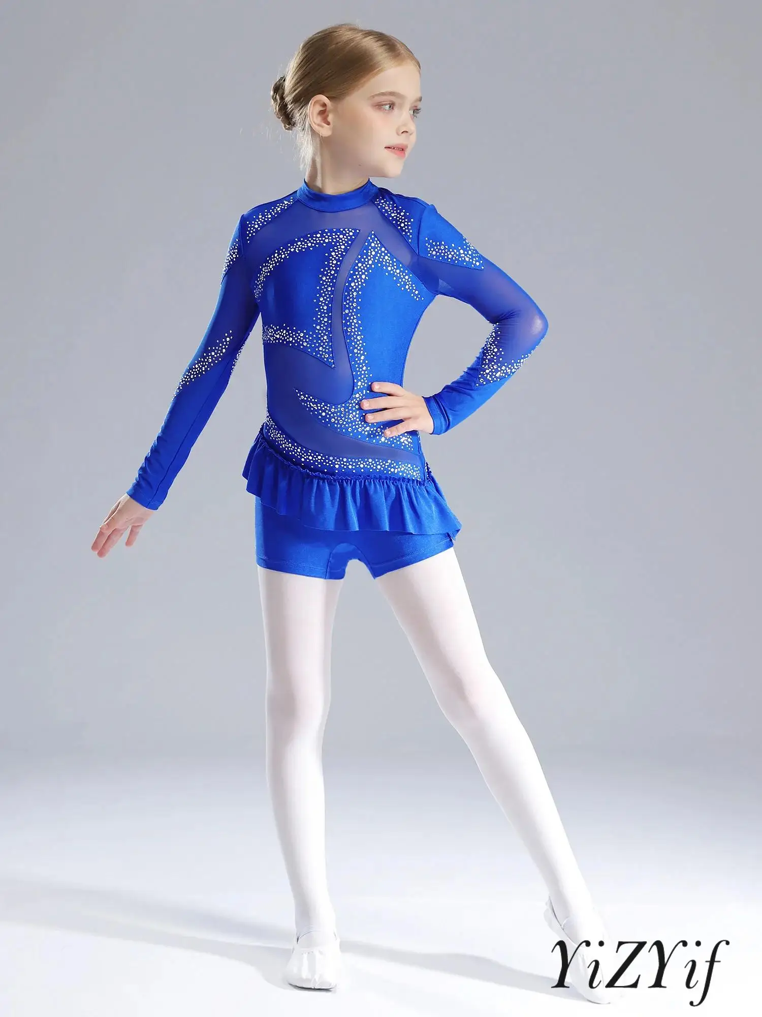 Girls Figure Skating Ice Skating Dress Performance Skirted Artistic Gymnastics Leotard Stretchy Dance Competition Clothing