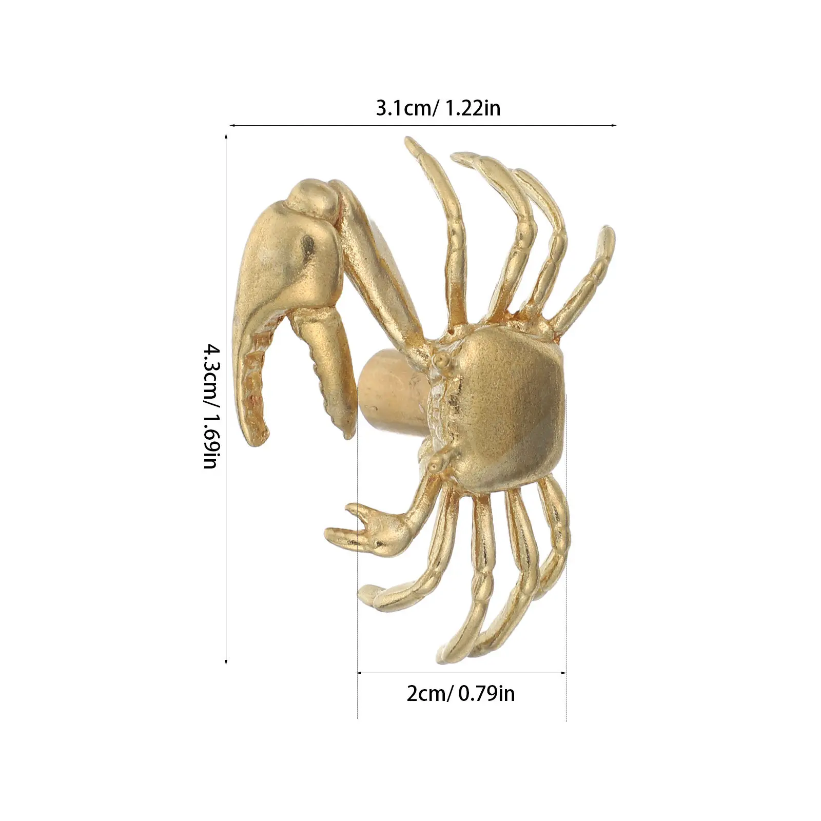 Solid Brass Crab Cabinet Knobs 2 Pack Coastal Drawer Handles Vintage Furniture Hardware for Cabinets