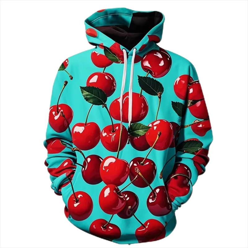 Harajuku موضة الكرز هوديس للرجال ملابس مضحك الفاكهة بلوزات الخريف النساء رياضية عادية الصبي الشارع الشهير للجنسين بلايز