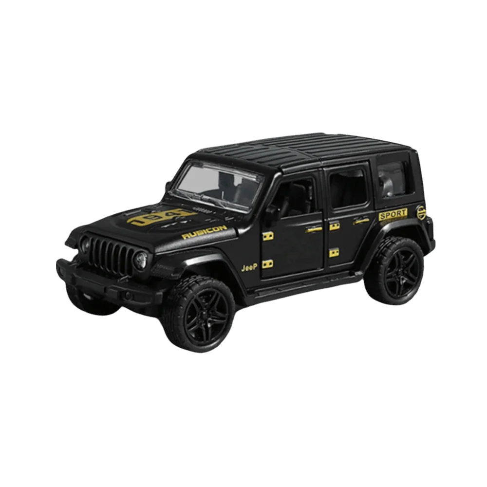 

Black And Red Precast Die-Cast Vehicle Model Scale 1:36 Doors Open Model Wrangler Diecast Toy Car Pull-Back Function