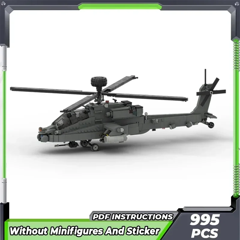 Moc Building Bricks Military Model Boeing AH-64 Apache Fighter Technology Modular Blocks Gifts Toys For Child DIY Sets Assembly