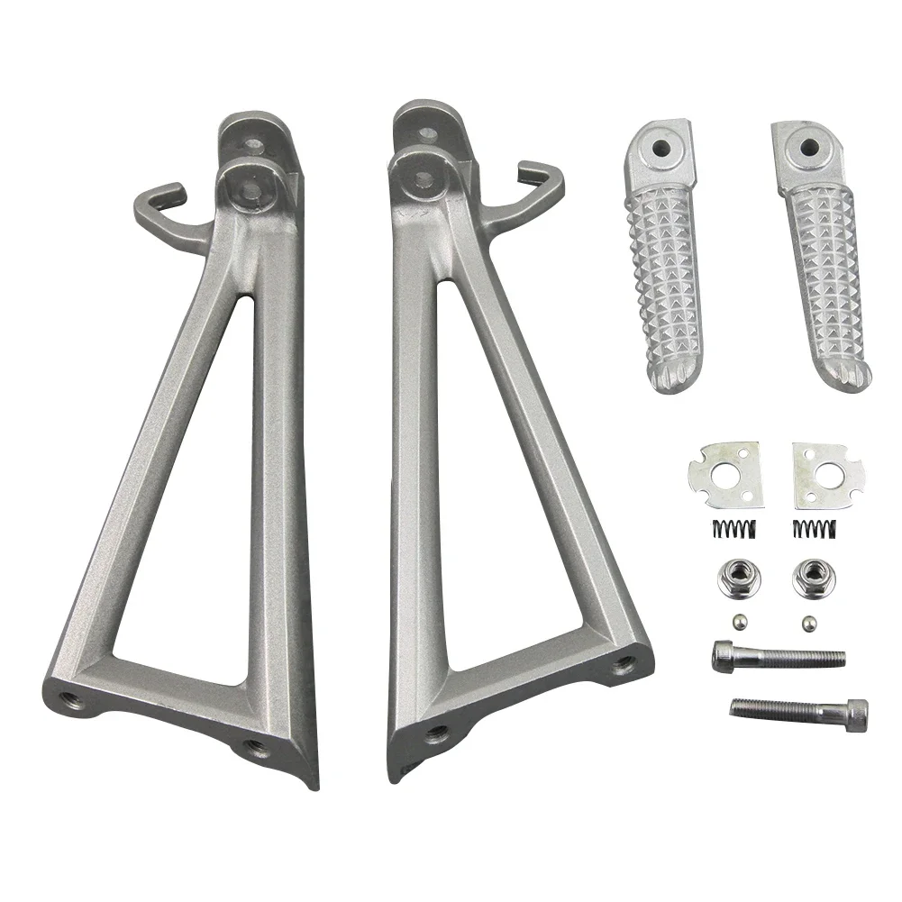 Aluminum Alloy Motorcycle Silver Footpeg Rear Passenger Foot Rests Footrests Bracket For Yamaha YZF R6 2006 2007 2008 2009 2010