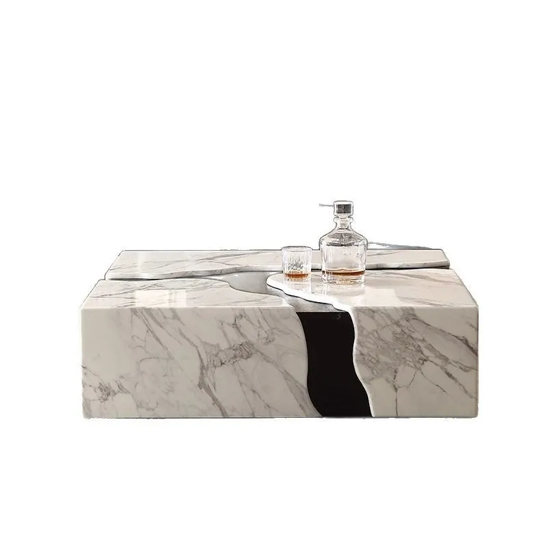 Marble coffee table living room large apartment square coffee table